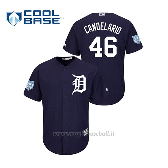 Maglia Baseball Uomo Detroit Tigers Jeimer Candelario 2019 Entrenamiento De Primavera Cool Base Blu
